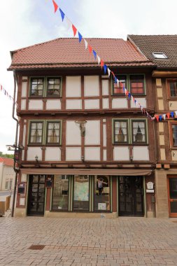 Tarihi şehir Schmalkalden'de yarı ahşap Romance, Thüringen, Almanya
