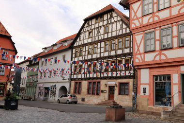 Tarihi şehir Schmalkalden'de yarı ahşap Romance, Thüringen, Almanya