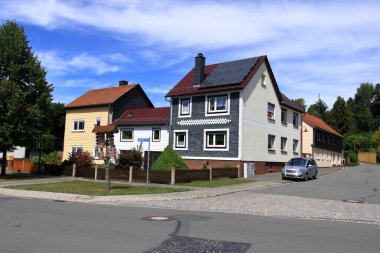 Perşembe / Almanya 'daki eski evlerin tipik ön cepheleri