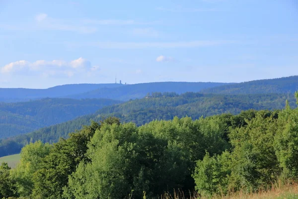 Wieża Wielkim Inselsbergu Szlaku Turystycznym Rennsteig Niemcy — Zdjęcie stockowe