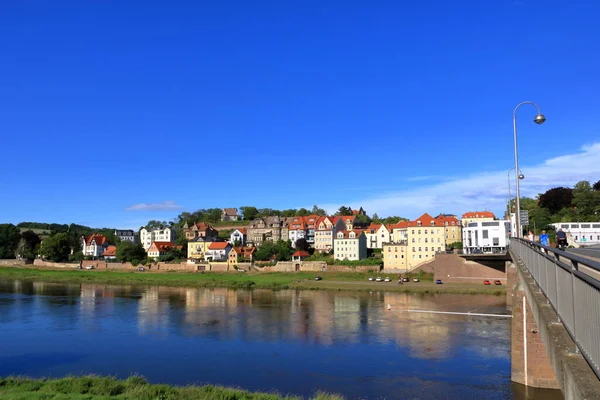 Luglio 2020 Meissen Germania Vecchie Case Pescatori Sulla Riva Del — Foto Stock