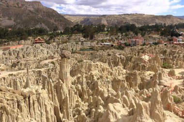 Valle de la Luna 'nın kayalık manzarası, Ay Vadisi, La Paz, Bolivya