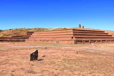 Tiwanaku Tiawanacu 'daki eski taşlar Bolivya' daki Tiahuanaco harabe alanı
