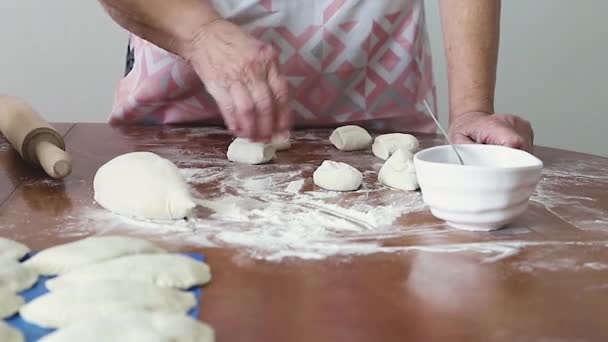 Plato Nacional Georgiano Haciendo Pasta Para Empanadas Empanadas Listas Harina — Vídeo de stock