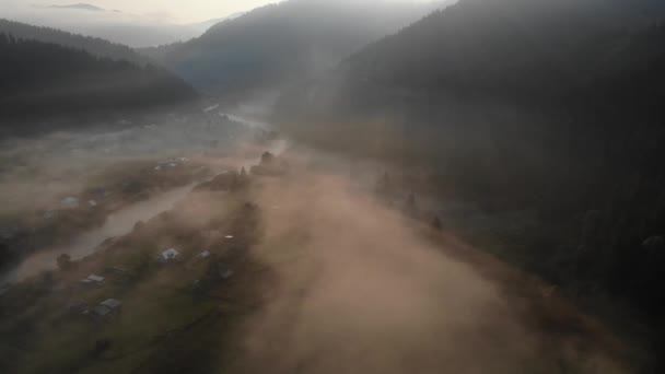 Vista Aérea Vuelo Baja Altitud Drones Sobre Río Montaña Fresco — Vídeo de stock