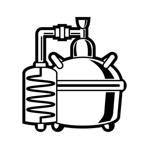 Kupferalkoholdestillationsanlage alembisch. — Stockvektor