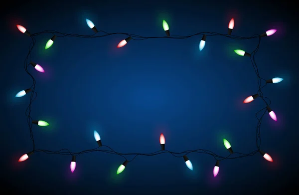 Noel ışıkları sınır illüstrasyon vektör. Yeni Yılınız Kutlu Olsun