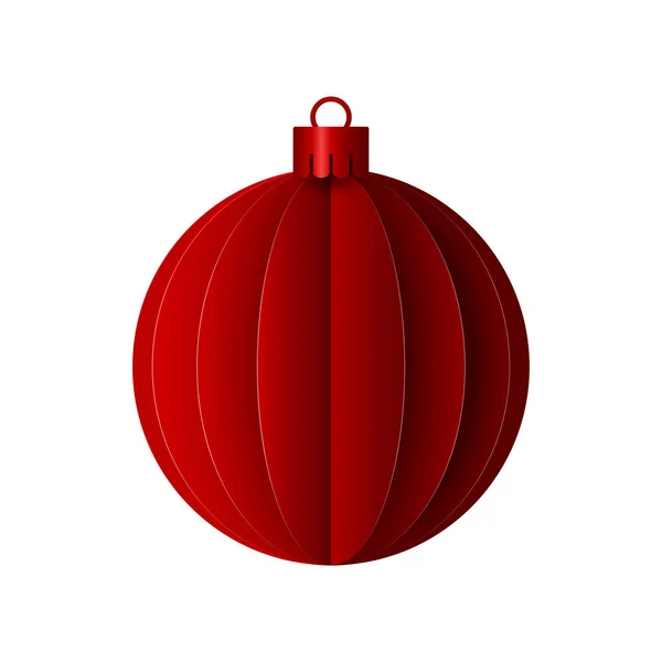 Vector rood papier kerst origami bal. Ontwerpelementen voor ansichtkaarten. — Stockvector