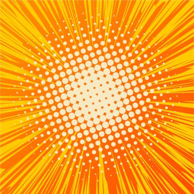 Yarı tonlar ile çizgi roman ışınları arka plan. Pop art.