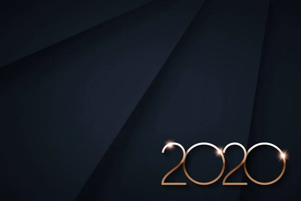 Nuovo anno 2020 Elegante modello minimalista di testo in oro . — Vettoriale Stock