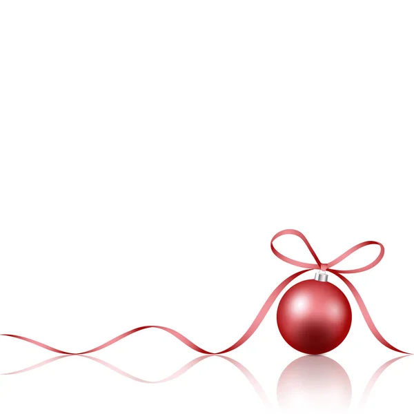 Bola roja de decoración navideña con lazo de cinta aislado sobre fondo blanco — Vector de stock
