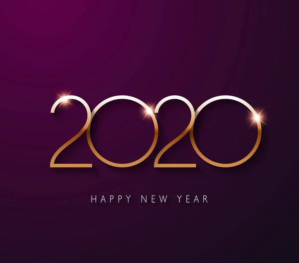 Nuovo anno 2020 Elegante modello minimalista di testo in oro . — Vettoriale Stock