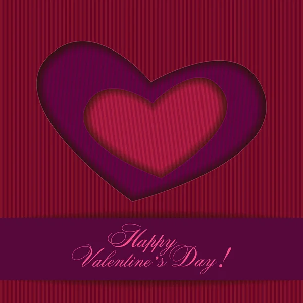 Vector Bright Striped Valentine Day Card Pink Purple Red Colors — Stock Vector