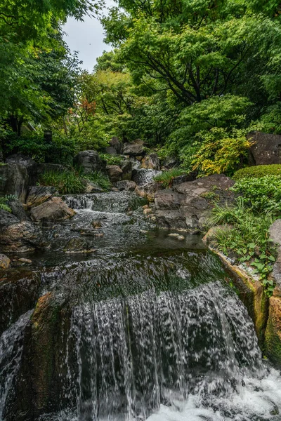 Cascade Dans Parc Ombragé Tokyo Japon Été 2019 Photo De Stock