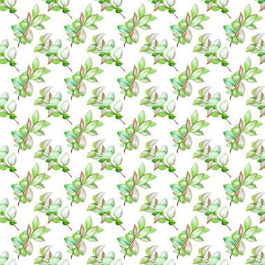 Yaprakları Japonya ayva ile suluboya dikişsiz desen