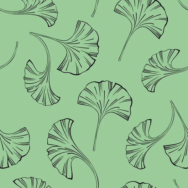 Fondo Sin Costura Vectorial Con Hojas Ginkgo Biloba — Vector de stock