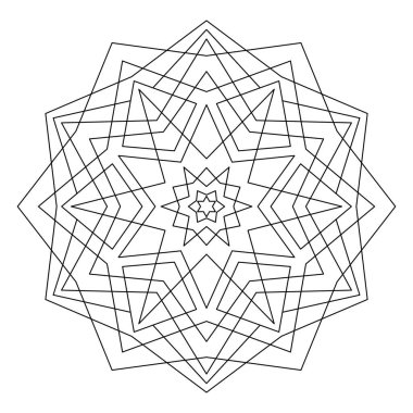 VECTOR 'daki beyazların arka bahçesinde jeometrik mandala sahip yetişkinler için renklendirme kitabı