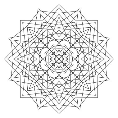 VECTOR 'daki beyazların arka bahçesinde jeometrik mandala sahip yetişkinler için renklendirme kitabı