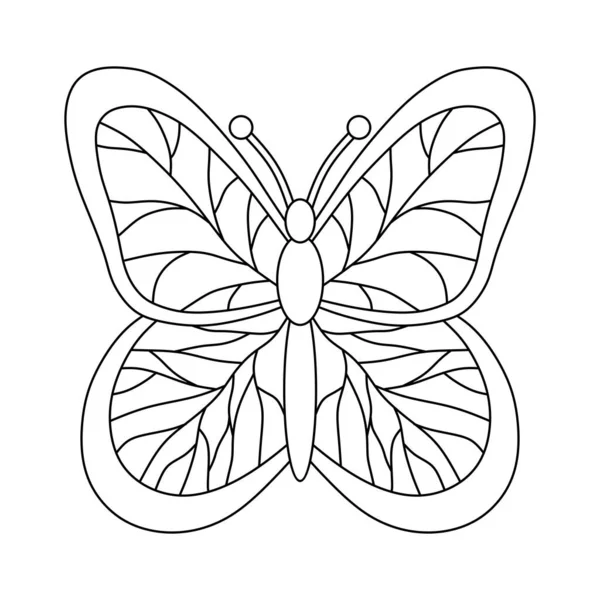 Coloring Book Children Butterfly White Background Vector — Stock Vector