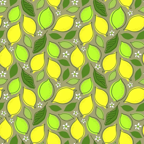 Limon Ağacı Yaprakları ve Meyveleri VECTOR 'da Olan Kusursuz PATTERN