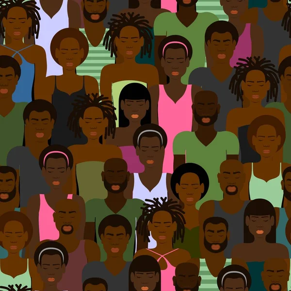 VECTOR 'daki siyahi Afro Amerikalılarla dolu kusursuz bir patern.