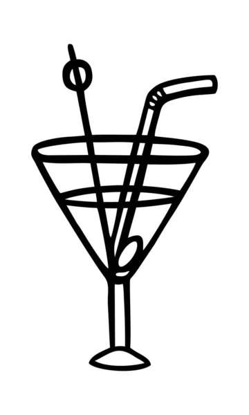 Cocktail Vidro Transparente Branco Volta Vector — Vetor de Stock