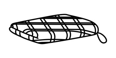 VECTOR 'daki beyaz bir sırt çantasındaki mutfak havlusu.