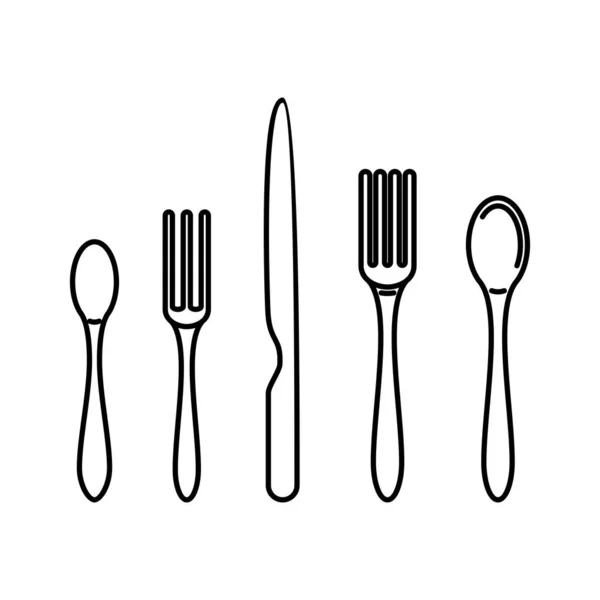 Set Cutlery White Background Vector — Stockový vektor