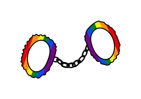 Handcuffs Der Form Der Lgbt Flag Vektor — Stockvektor