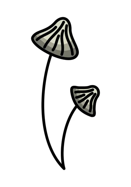 Mushroom Gris Fondo Blanco Vector — Vector de stock