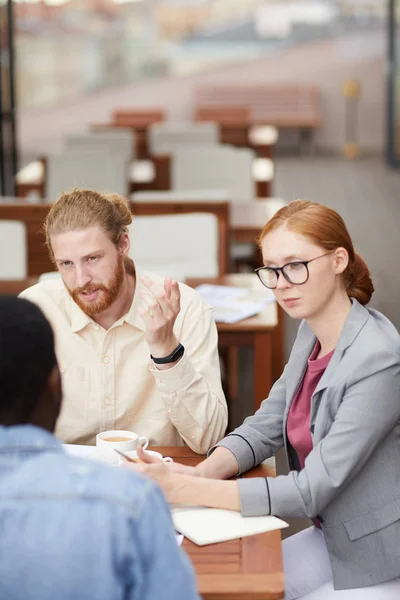Multiethnic Business Group Sitting Table Discussing Planning New Business Plans — Stock Photo, Image