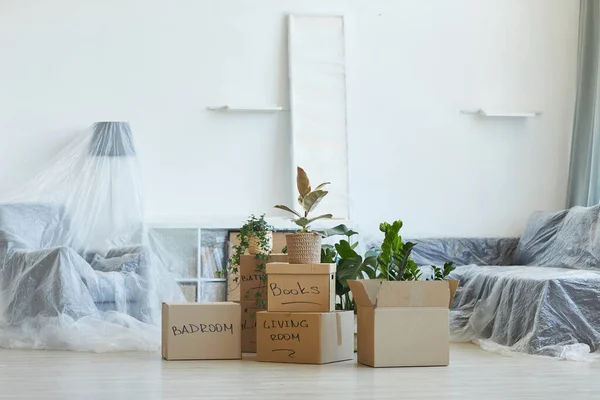 Boxes with things in apartment — Stock Photo, Image