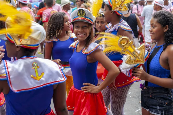 Rio Janeiro Brasile Marzo 2014 Ragazza Costume Festivo Rosso Blu — Foto Stock