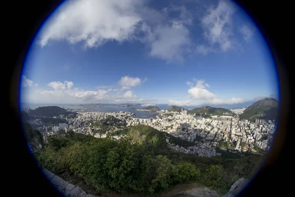 Fisheye Utsikt Över Rio Janeiro Sett Från Dona Marta Synvinkel — Stockfoto