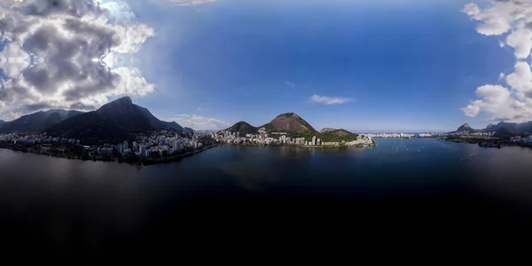 Vista Panorámica Aérea Del Lago Ciudad Lagoa Rodrigo Freitas Río — Foto de Stock