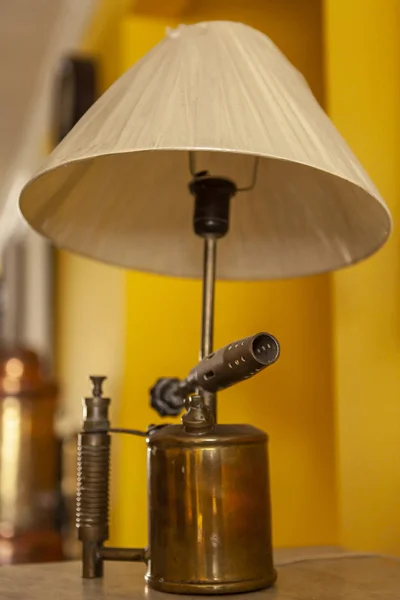 Artistic Lamp Made Burner Cloth Shade — Stock Photo, Image
