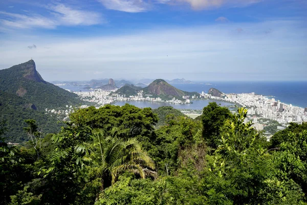 Rio Janeiro Gezien Vanaf Een Hoog Uitkijkpunt Met Alle Belangrijke — Stockfoto