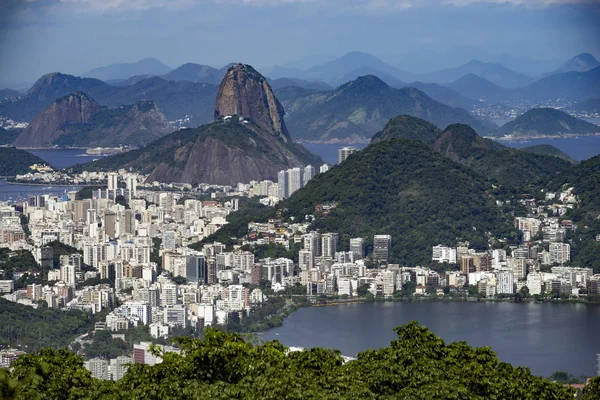 Sugar Loaf Mountain Rio Janeiro Sett Från Hög Utsiktspunkt Med — Stockfoto