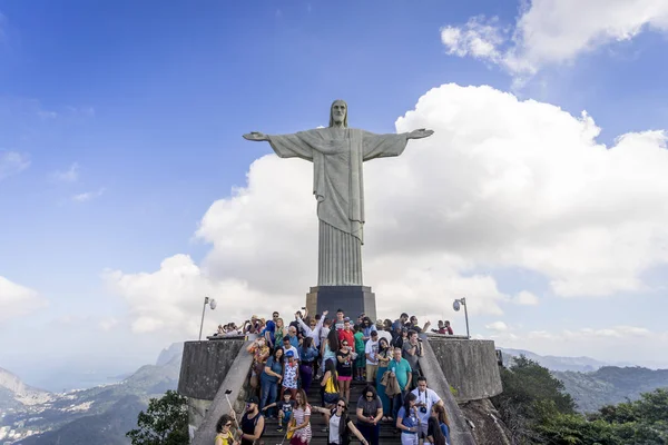 Rio Janeiro Brazil July 2017 Tourists Making Selfies Stairs Top — Stock Photo, Image