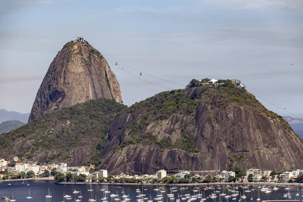 Sugarloaf Mountain Rio Janeiro Een Heldere Zonnige Dag Met Blauwe — Stockfoto