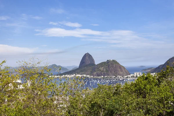 Sugarloaf Mountain Rio Janeiro Een Heldere Zonnige Dag Met Blauwe — Stockfoto