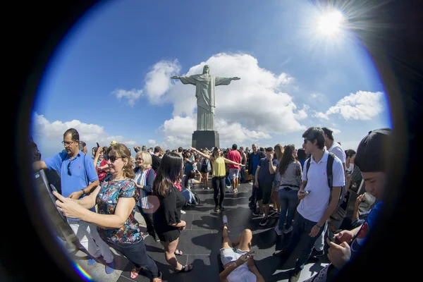 Rio Janeiro Brazilië Juli 2017 Meeslepende Fisheye Uitzicht Van Menigte — Stockfoto