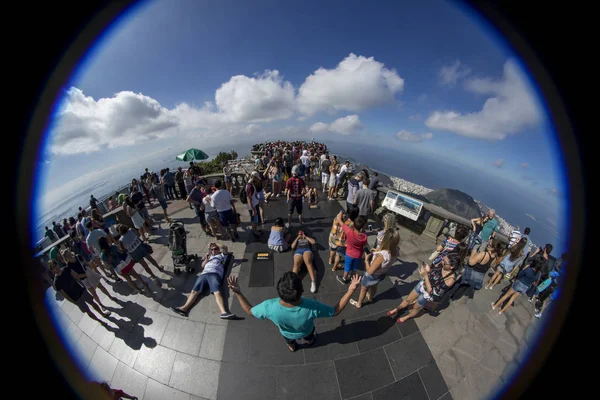 Rio Janeiro Brazilië Juli 2017 Fisheye Uitzicht Menigte Van Toeristen — Stockfoto