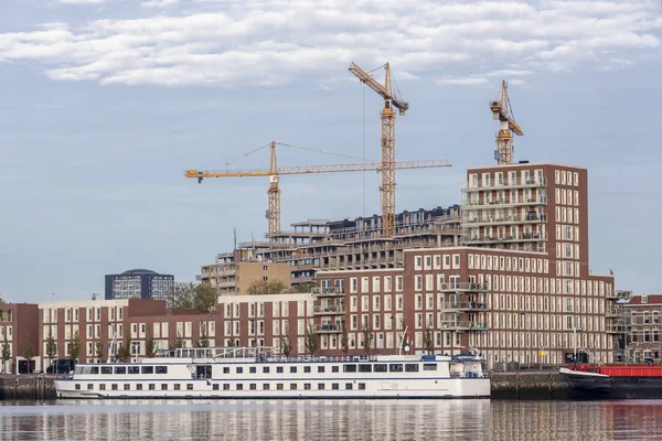 Panorama Města Budovami Řece Vpředu Centru Rotterdamu Holandském Městě Rotterdam — Stock fotografie