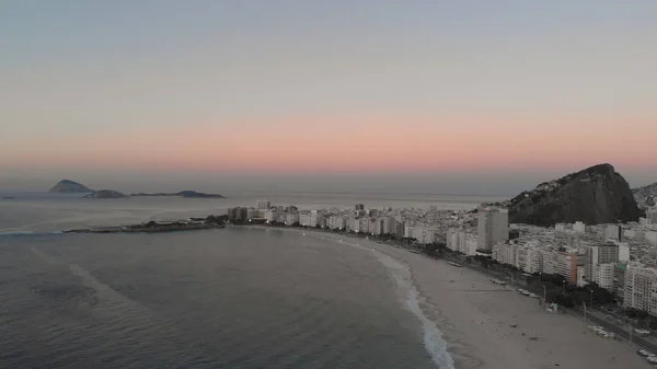 Vista Aérea Playa Copacabana Fuerte Primera Luz Justo Antes Del — Foto de Stock