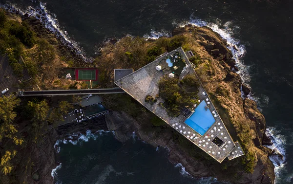 Top Aerial View Recreational Construction Small Island Coast Rio Janeiro — Stock Photo, Image