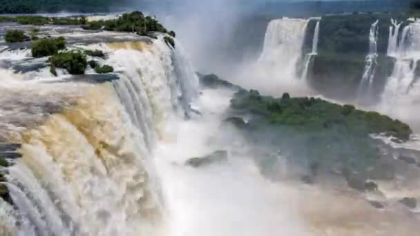 Upływ Czasu Widokiem Wodospady Iguazu Pokazując Wielką Skalę Naturalną Siłę — Wideo stockowe