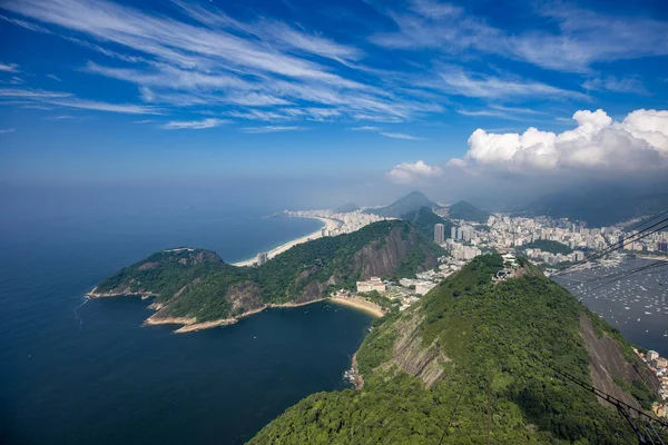 Aerial Stadsbilden Panorama Rio Janeiro Mot Blå Himmel Med Moln — Stockfoto