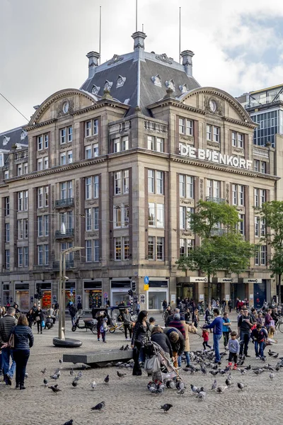 Amsterdam Netherlands September 2015 Historical Market Building Bijenkorf Central Square — Stock Photo, Image