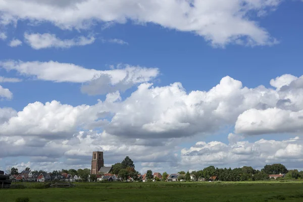 Small Village Ransdorp Amsterdam Rising Agrarian Green Pasture Fields Dramatic — Stock Photo, Image